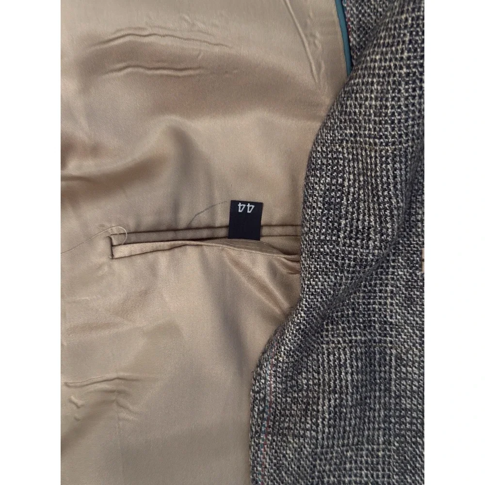 Haggar Gallery Mens Wool Blend Beige Tweed Blazer Jacket Made In USA Size 44R‎